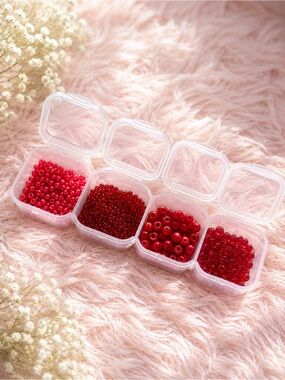 Red Mixed Bead Assortment in Clear Organizer 2mm